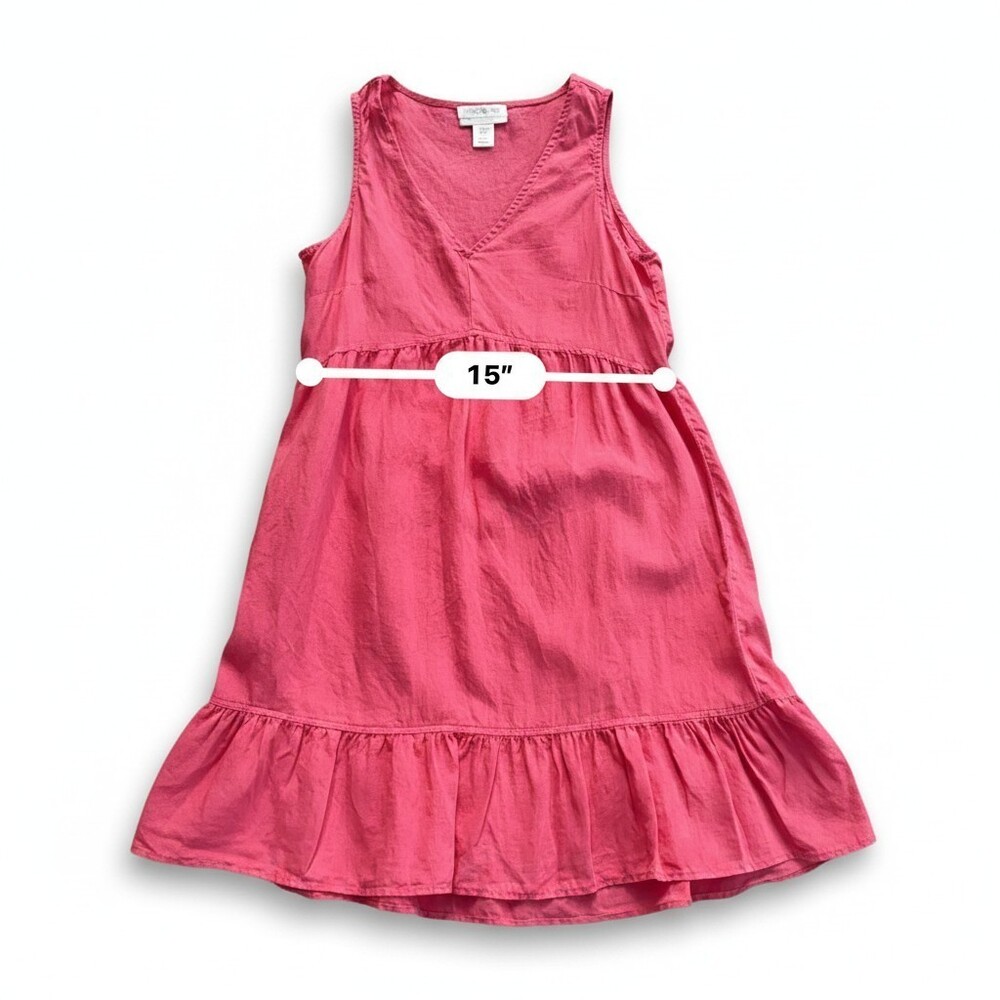Cynthia Rowley 100% Linen Sundress Size S Raspberry Empire Waist Ruffle Hem - Picture 9 of 10